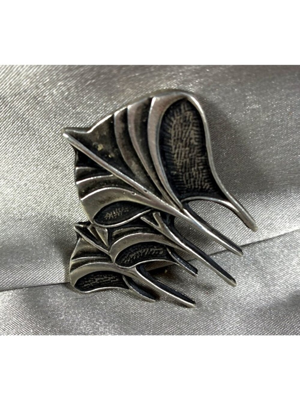 Vintage Hillestad Norway Pewter Brooch A-65T Scandinavian Modernist